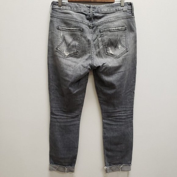 Mother Womens High Waisted Looker Jeans Size 29 Gray Distressed Ankle Nick Fray - Picture 2 of 13